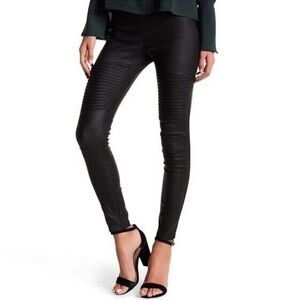 🌻NEW Ooberswank Black High Rise Ribbed Thigh Moto Leggings Size XS